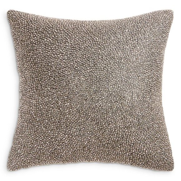 Hudson Park Piano Wire Beaded Taupe Decorative Pillow - Picture 1 of 5